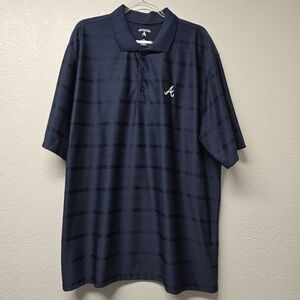 Antigua Men's Atlanta Braves Dark Blue Striped Polo Size XXL